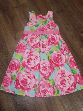 Girls Lilly Pulitzer Hotty Pink First Impressions Roses Holy Grail Dress size 8